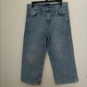 GAP High Rise Wide Leg Crop Light Wash Cotton Blend Women’s Denim Size 18/34